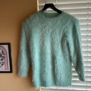 Teal crush soft fuzzy sweater